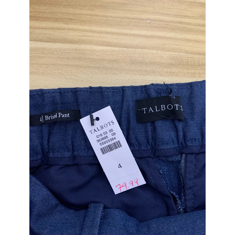 Talbots Pants Womens 4 Blue Bristol High Waist Straight Leg Ankle NEW